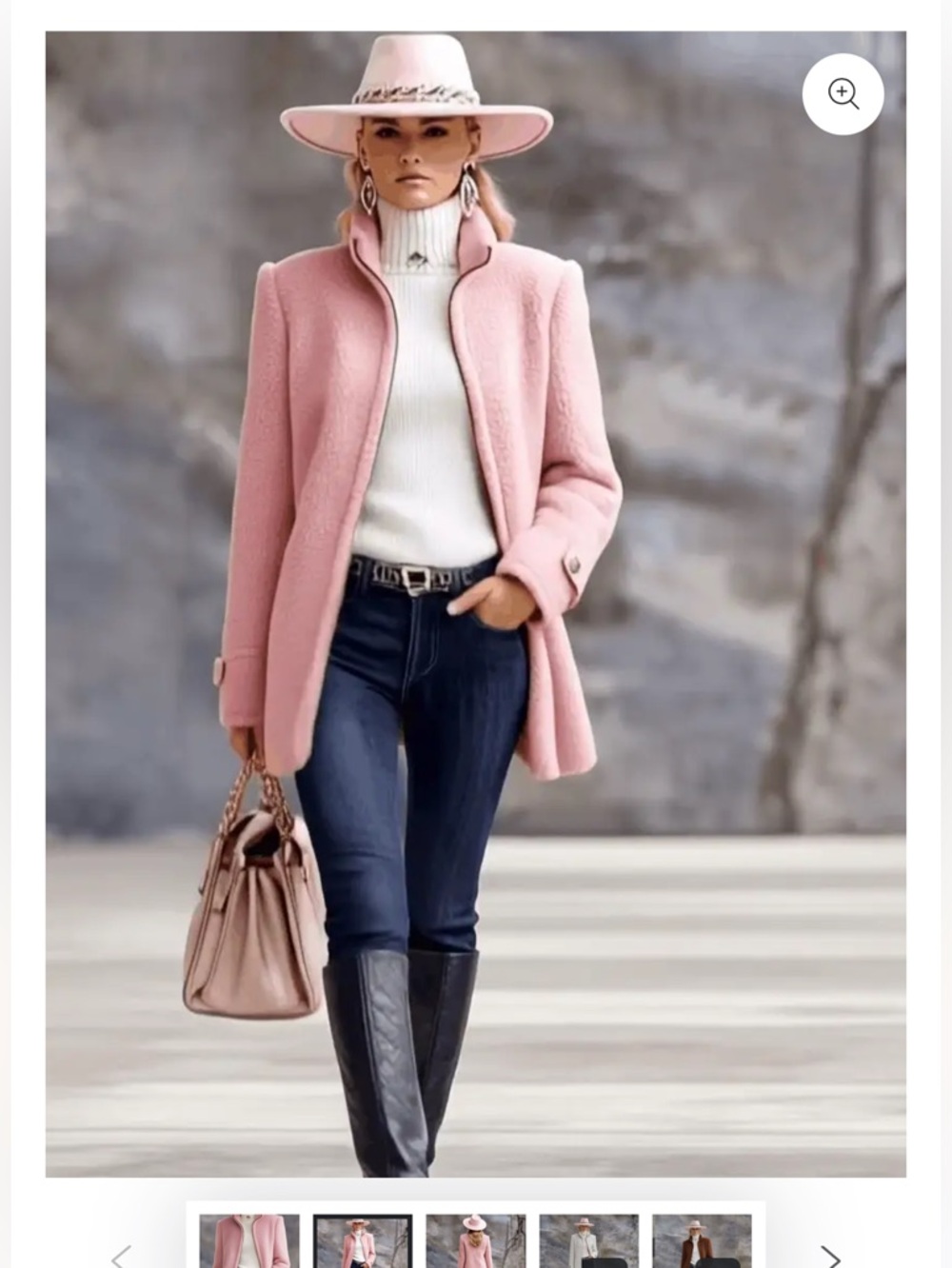 Casual Vintage Pink Polar Fleece Zip-Up Jacket Coat